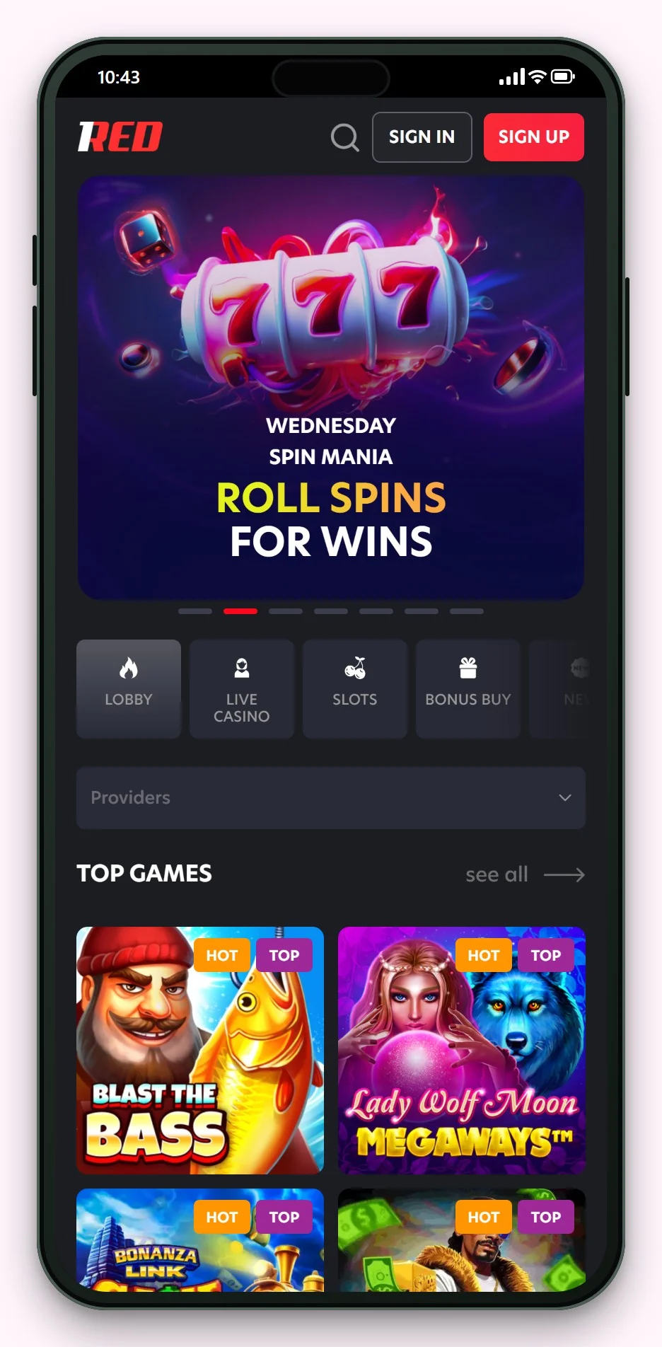 casinos that accept flexepin: 1Red mobile lobby
